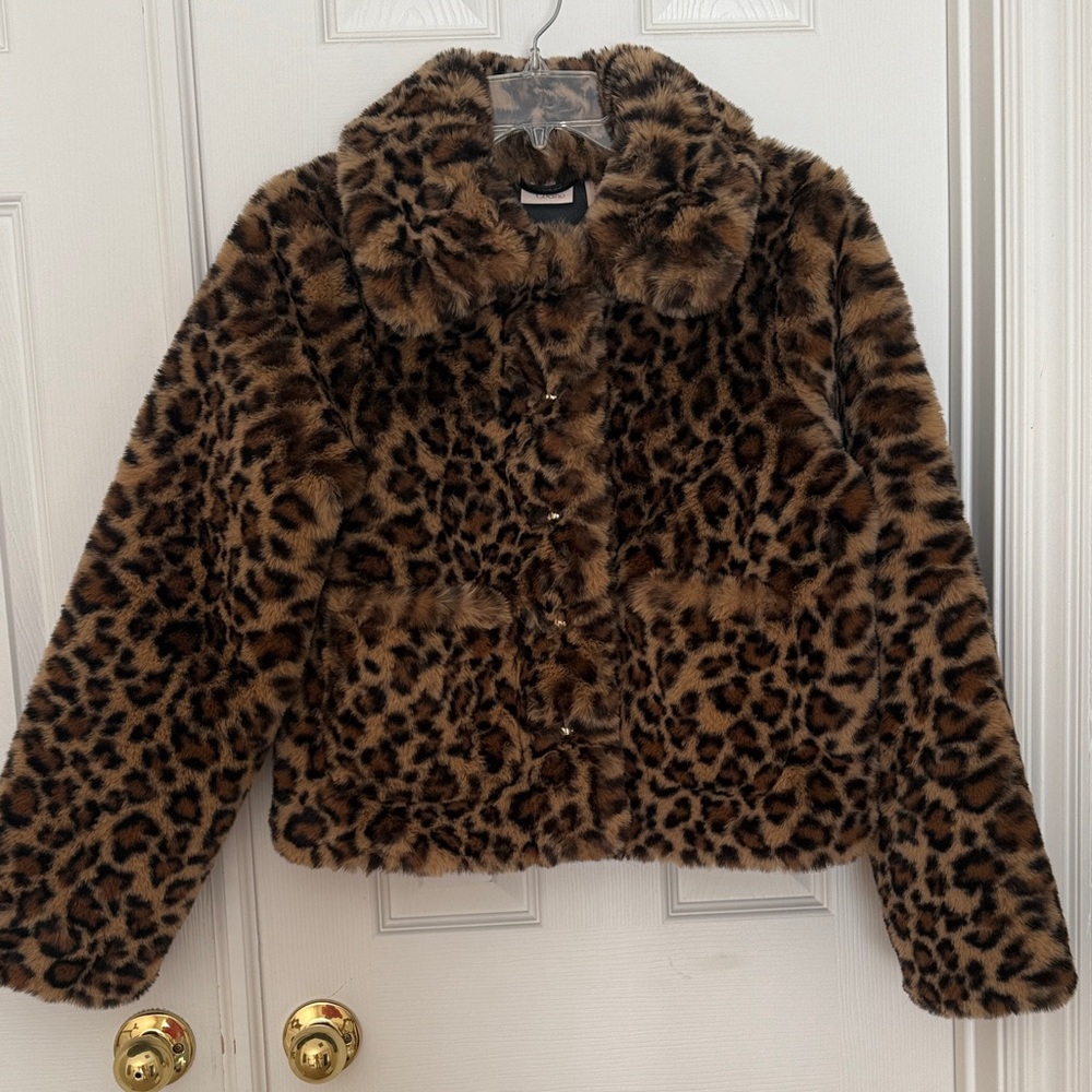 Camila Coelho Leopard Print Faux Fur Jacket